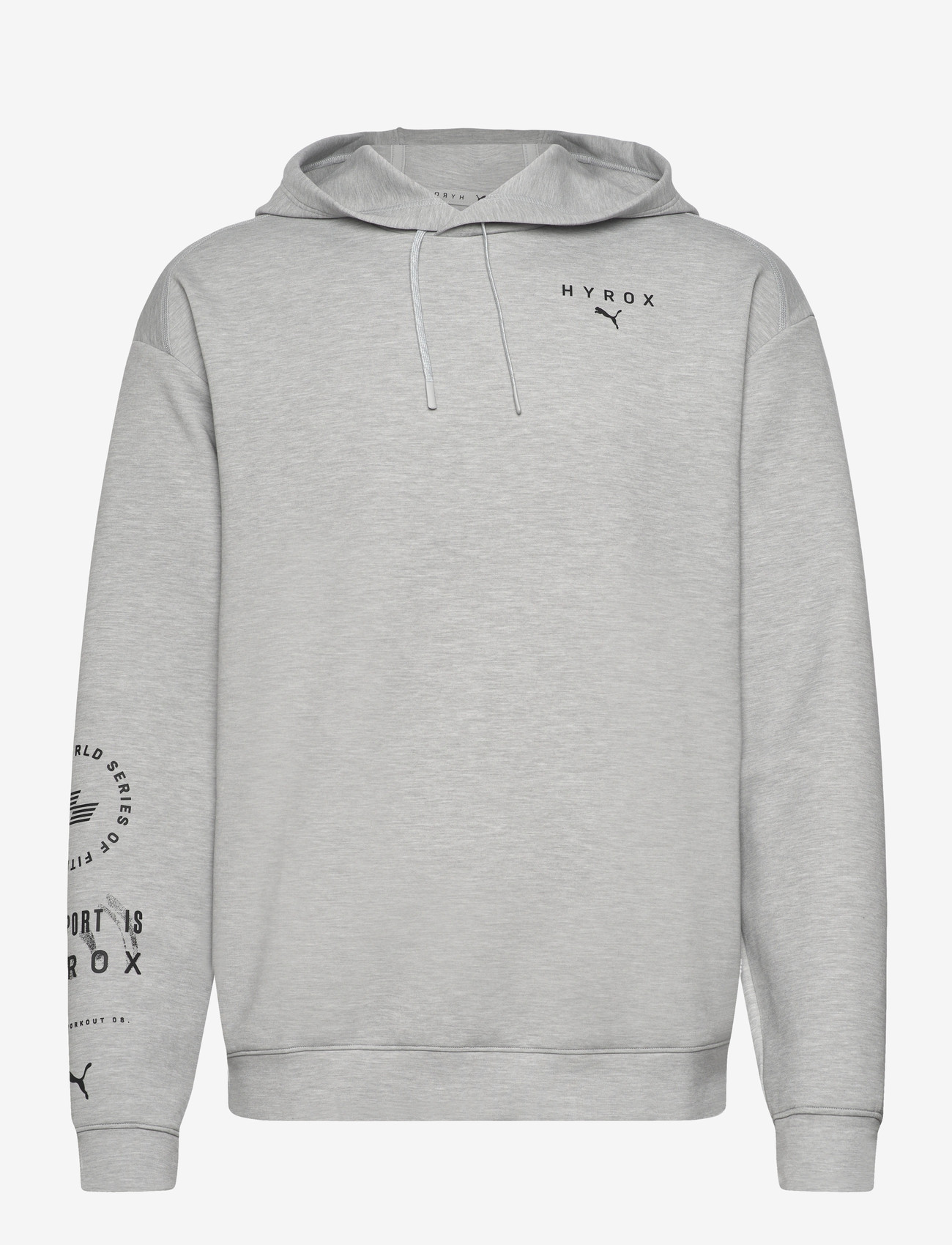 PUMA - M PUMA X HYROX CLOUDSPUN HOODIE - alussärgid - light gray heather - 0