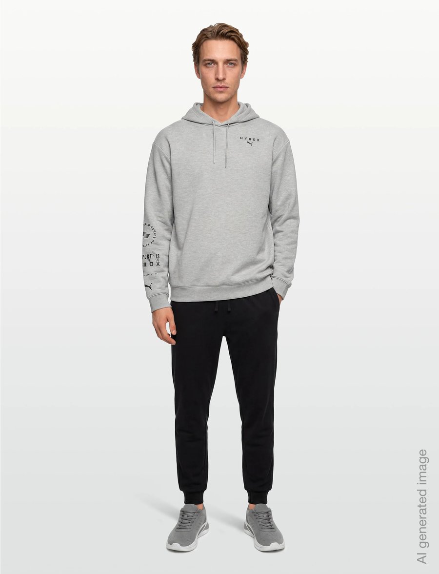 PUMA - M PUMA X HYROX CLOUDSPUN HOODIE - tops - light gray heather - 0