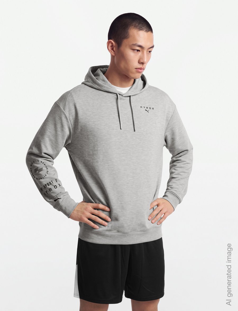 PUMA - M PUMA X HYROX CLOUDSPUN HOODIE - hūdiji - light gray heather - 4