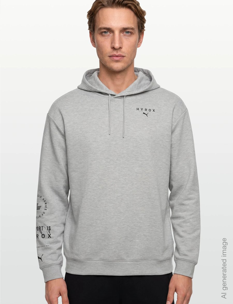 PUMA - M PUMA X HYROX CLOUDSPUN HOODIE - tops - light gray heather - 4