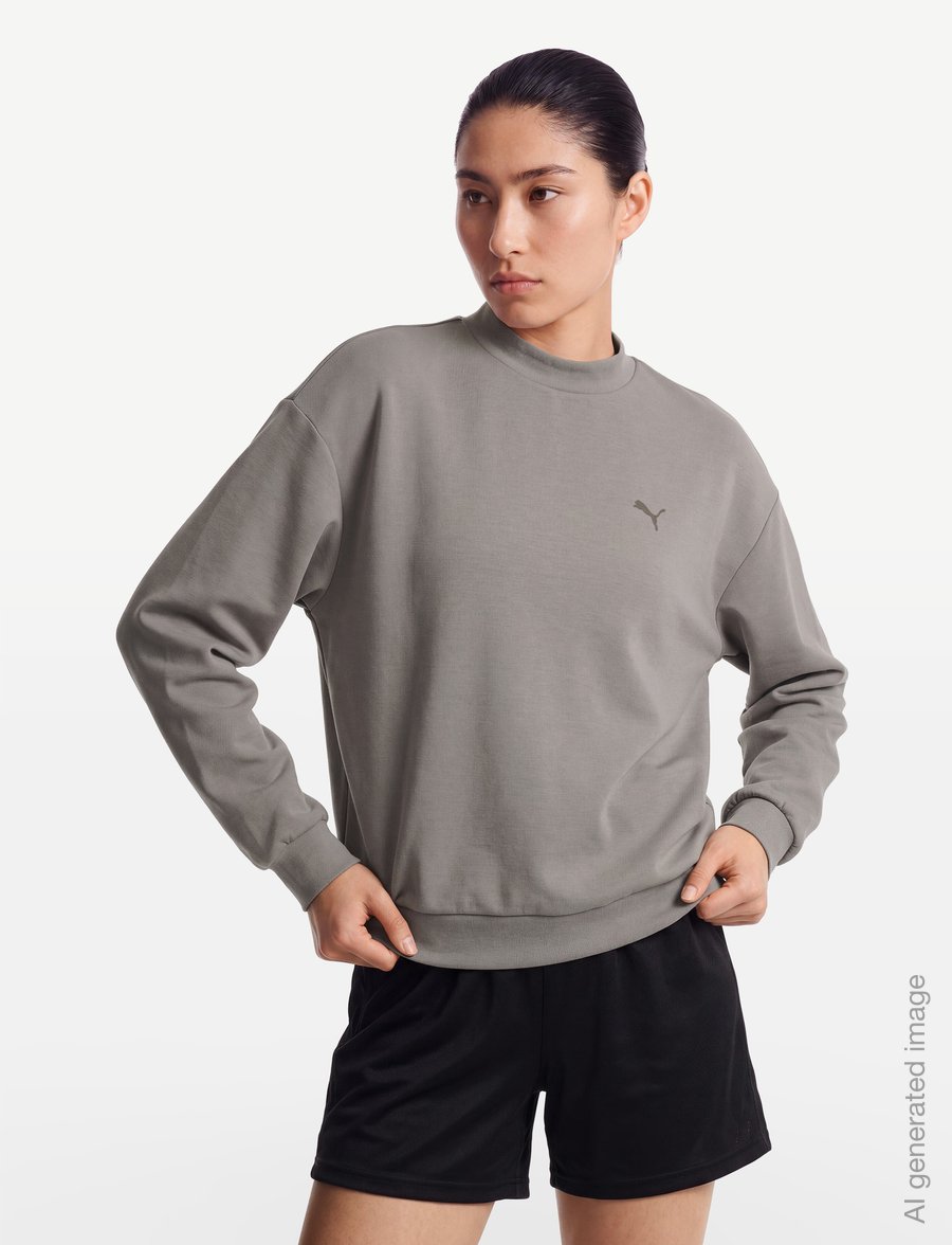 PUMA - W Cloudspun Crew Neck - sweatshirts - mouse gray - 3