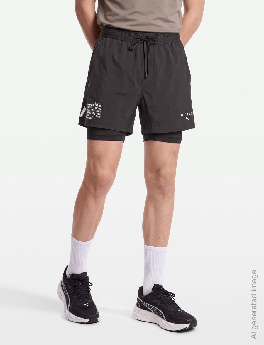 PUMA - M PUMA x HYROX 2in1 PWRMODE SHORT - træningsshorts - puma black - 3