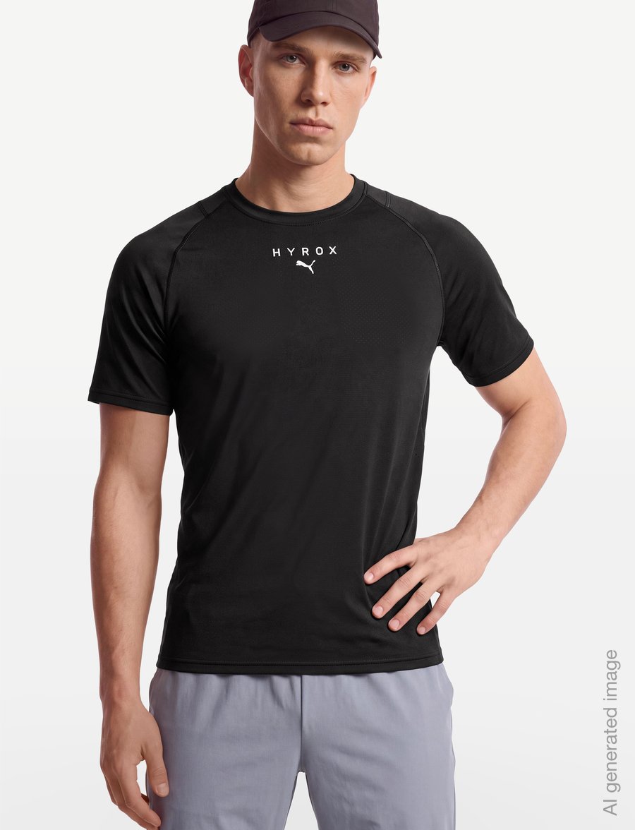 PUMA - M PUMA X HYROX PWRMODE TEE - t-shirts - puma black - 3