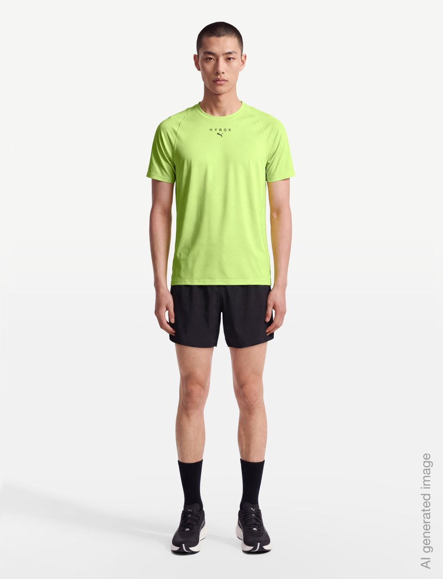 PUMA - M PUMA X HYROX PWRMODE TEE - t-shirty - sunny lime - 0