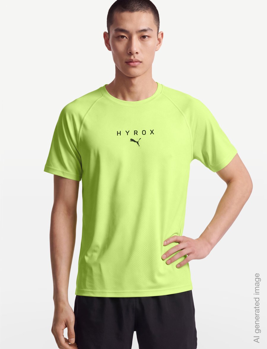PUMA - M PUMA X HYROX PWRMODE TEE - t-shirty - sunny lime - 3