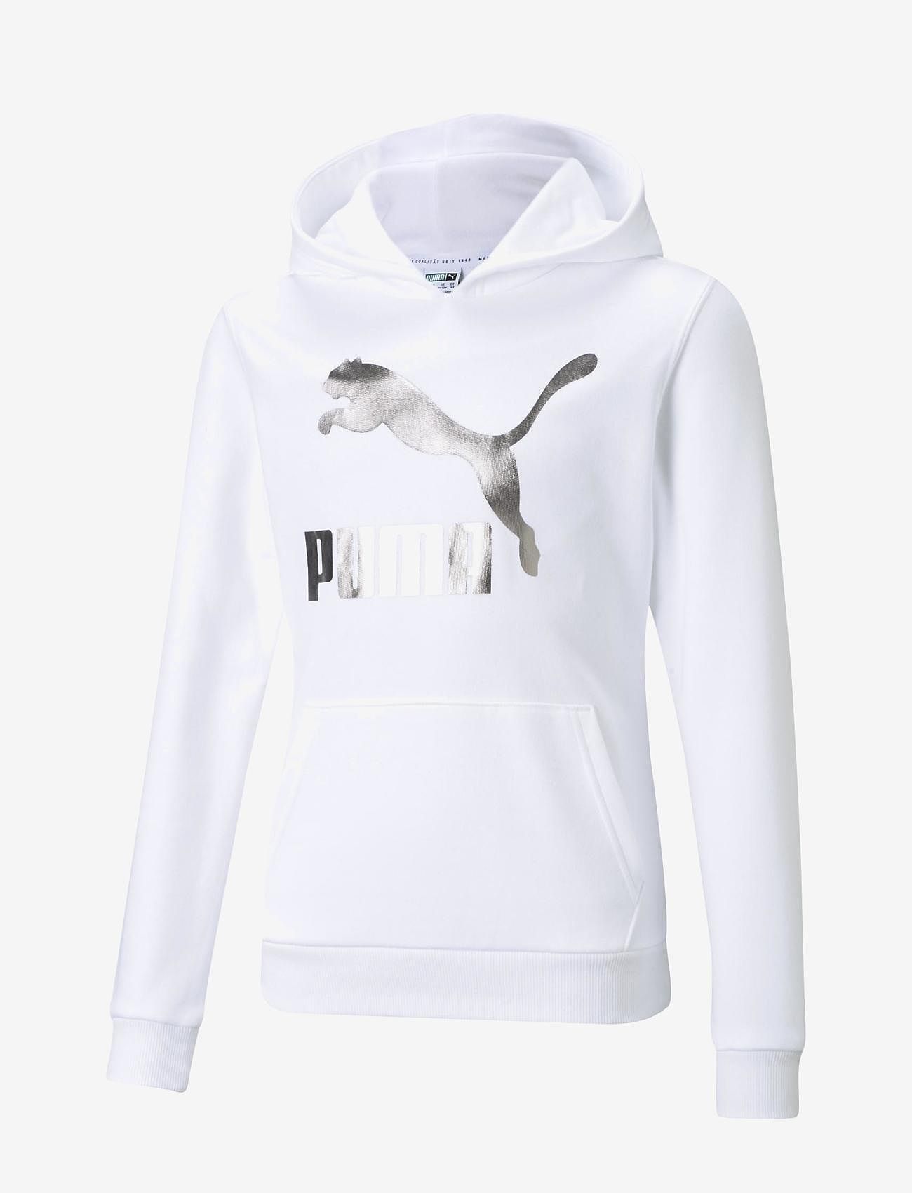 PUMA - Classics Logo Hoodie G - džemperiai su gobtuvu - puma white-foil - 0