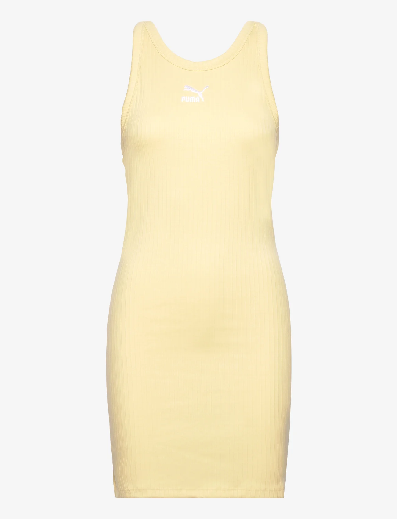 PUMA - CLASSICS Ribbed Sleeveless Dress - sportinės suknelės - light straw - 0