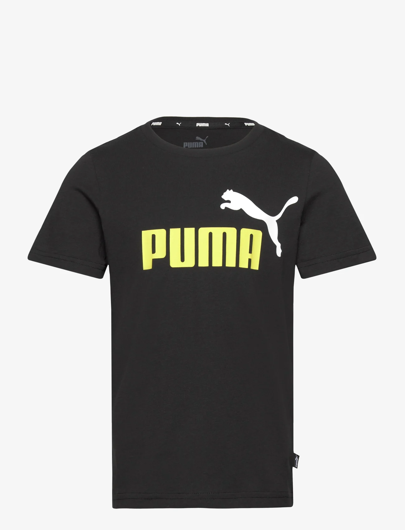 PUMA - ESS+ 2 Col Logo Tee B - short-sleeved t-shirts - puma black-lime sheen - 0