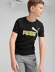 PUMA - ESS+ 2 Col Logo Tee B - kortärmade t-shirts - puma black-lime sheen - 0