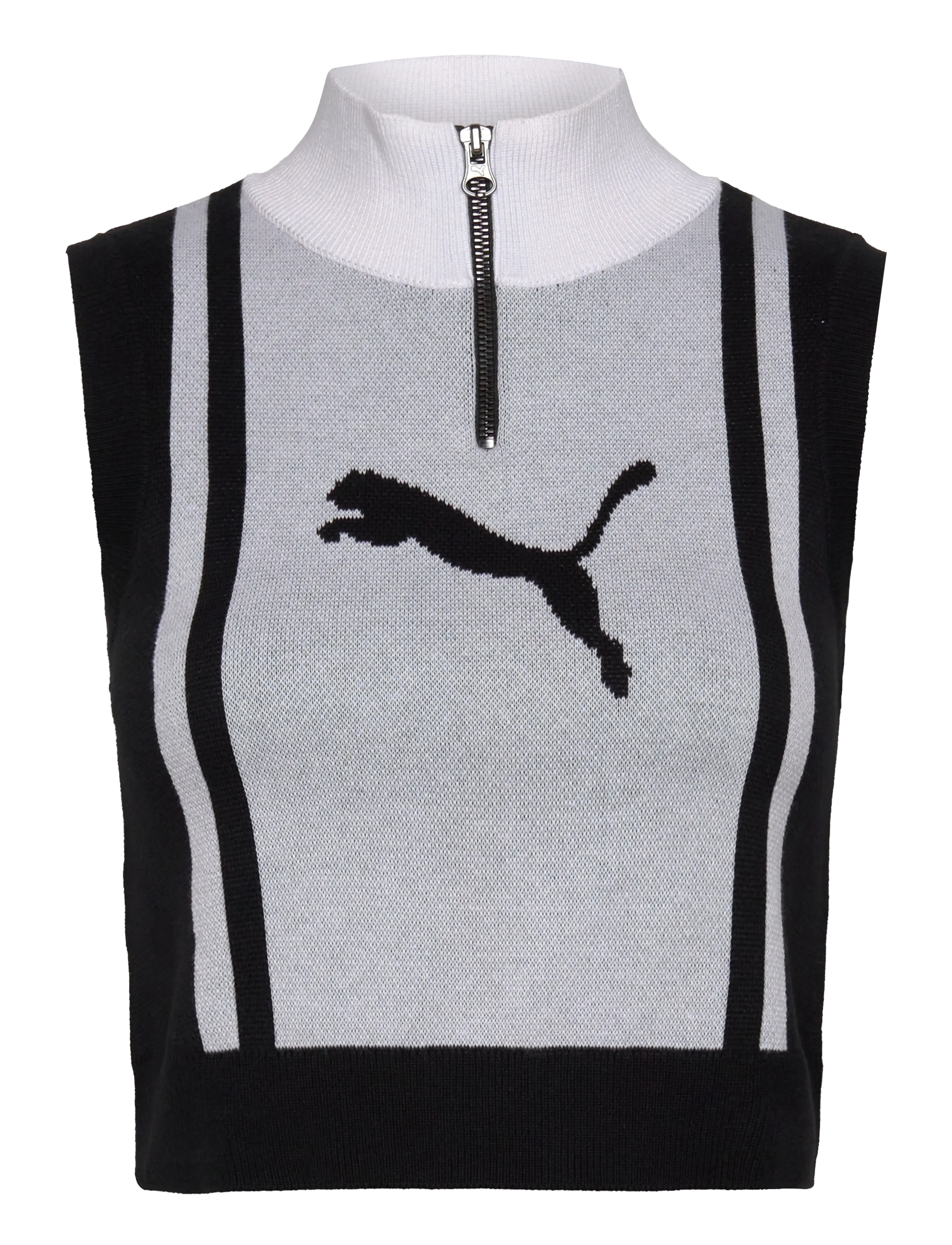PUMA FUTURE.PUMA.ARCHIVE Half-Zip Knitted Tank - PUMA - PUMA BLACK-PUMA WHITE / grey