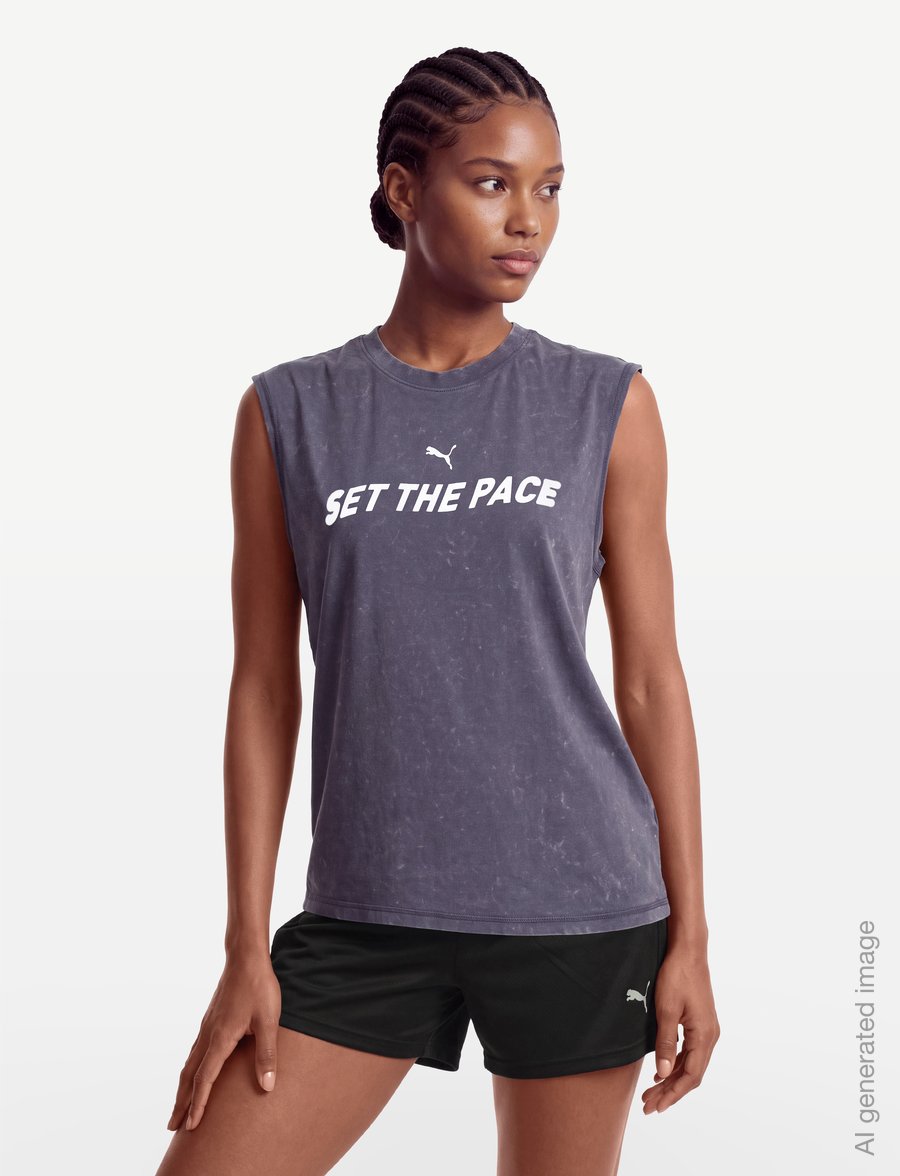 PUMA - RUN CULTURE COLLECTIVE Relaxed Washed Sleeveless Graphic Tee - toppe & t-shirts - inky depths - 3