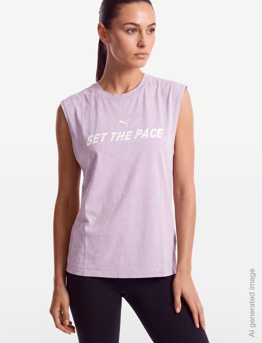 PUMA - RUN CULTURE COLLECTIVE Relaxed Washed Sleeveless Graphic Tee - tank tops - light lavender - 3