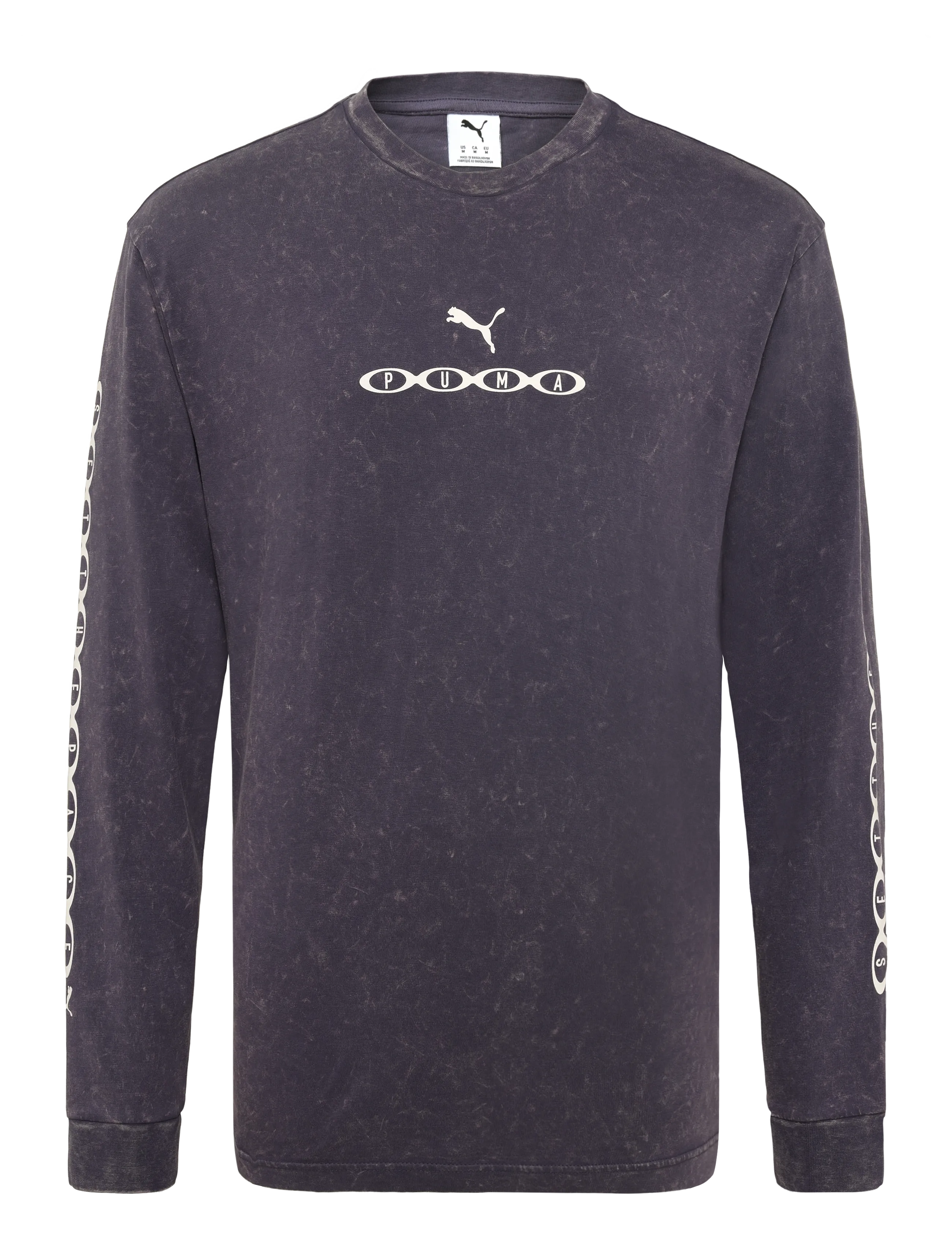 PUMA Run Culture Collective Relaxed Washed Graphic Long Sleeve, S, Grey, Sport Overdele > Sport Long Sleeved Overdele, Herre