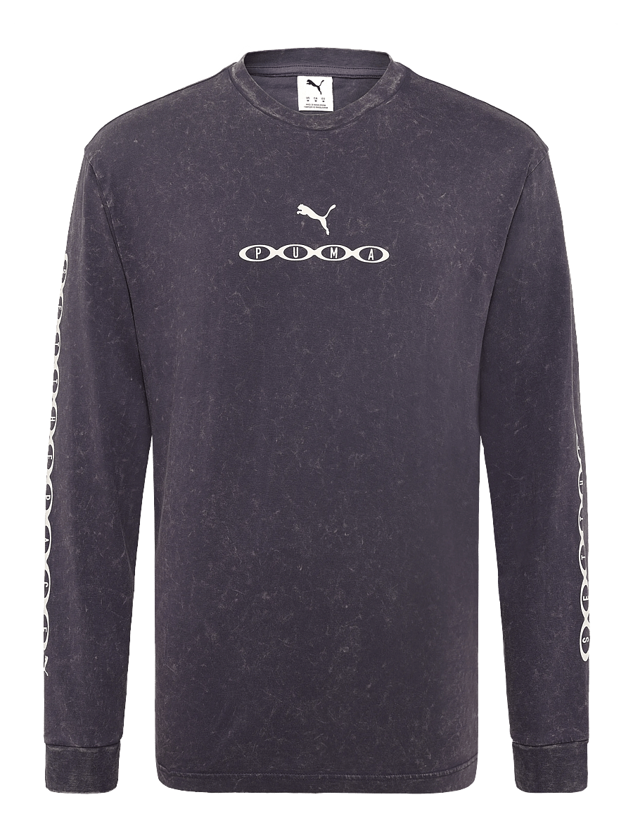 PUMA - RUN CULTURE COLLECTIVE Relaxed Washed Graphic Long Sleeve - inky depths - 0