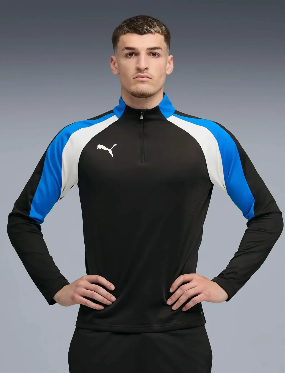PUMA - IndividualLIGA 1/4 Zip Top - langarmshirts - puma black-puma white-ultra blue - 0