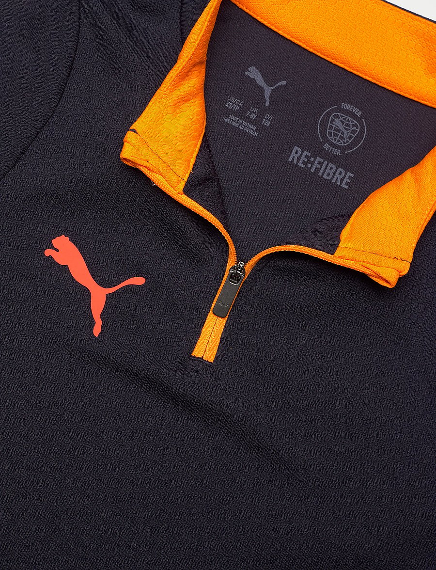 PUMA - individualCUP 1/4 Zip-Top jr - sportiniai marškinėliai - new navy-glowing red-heat fire - 2