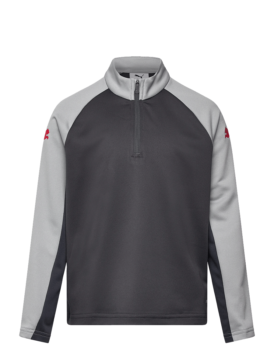PUMA - IndividualLIGA 1/4 Zip Top Jr - sweatshirts - dusky gray-puma red-gray echo - 0