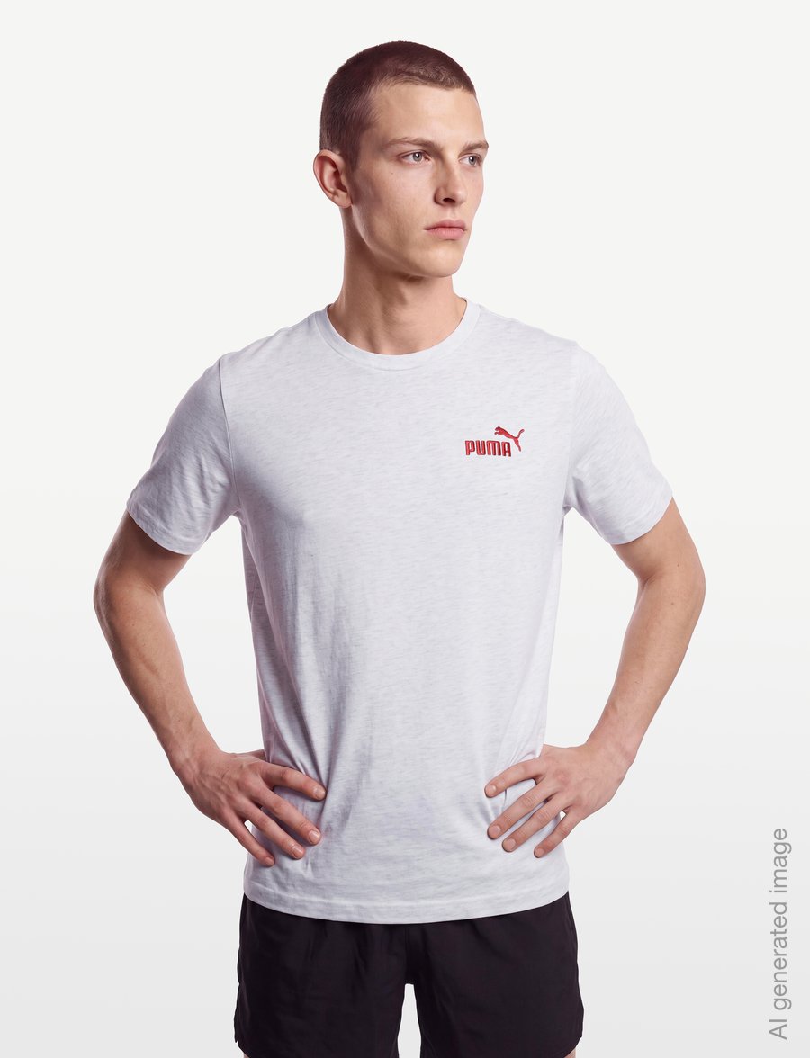 PUMA - ESS Small No. 1 Logo Tee (s) - tops & t-shirts - white glow heather - 3