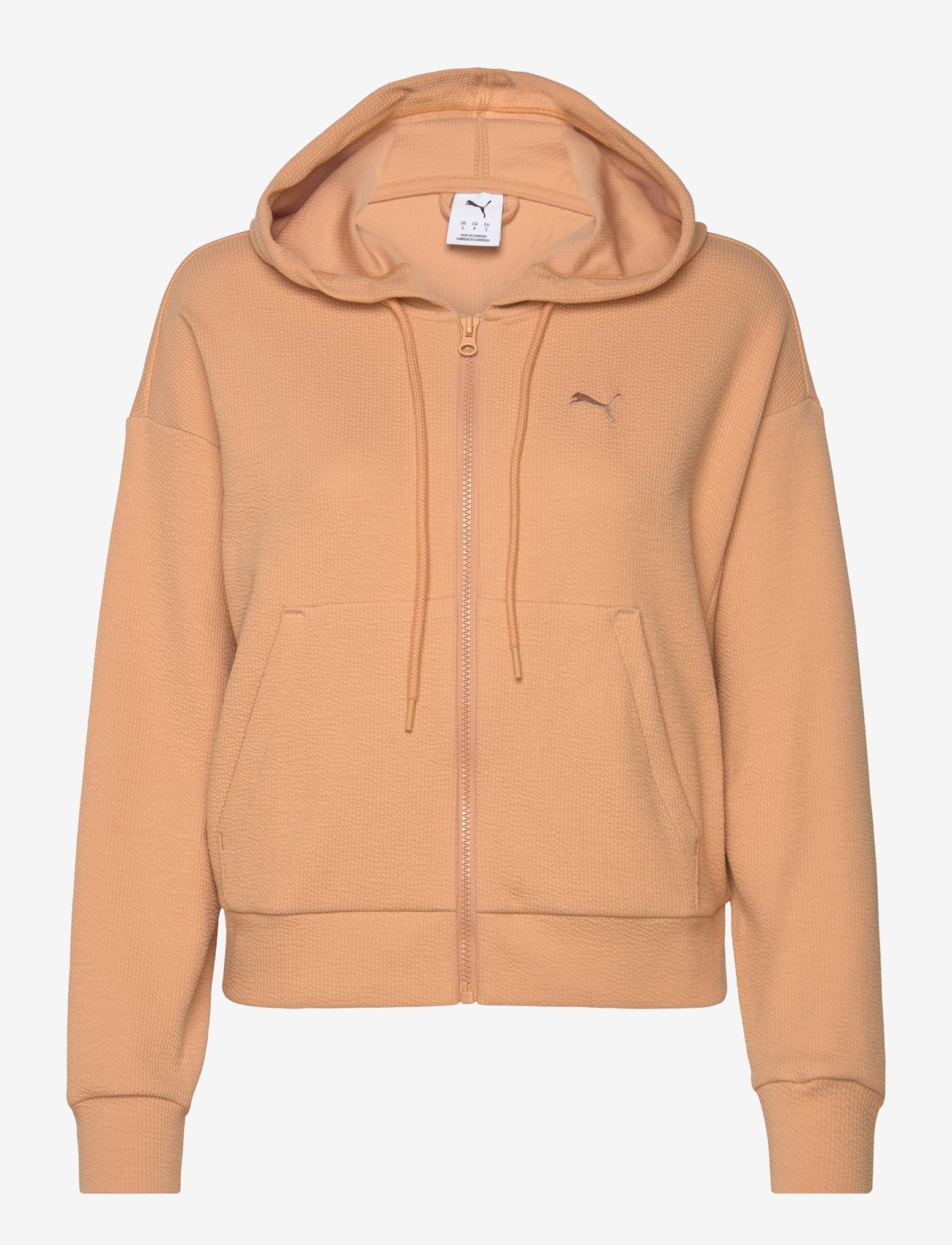 PUMA - HER Comfort Crop Full-Zip Hoodie - overdele - warm beige - 0