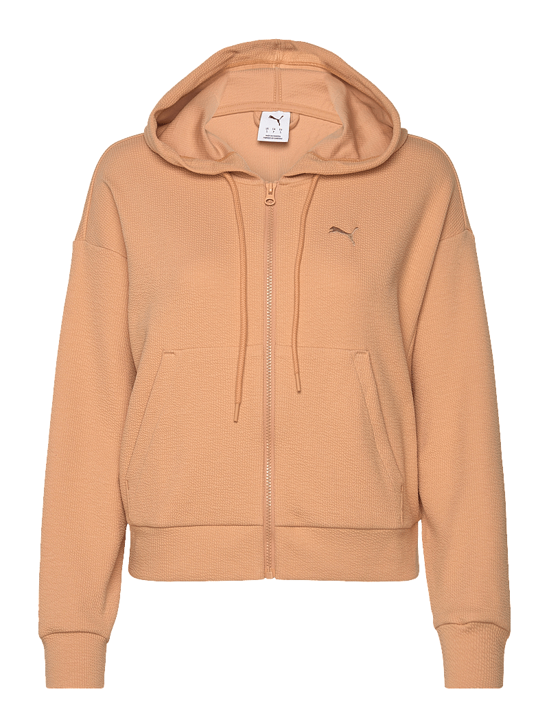PUMA - HER Comfort Crop Full-Zip Hoodie - dressipluusid ja pusad - warm beige - 0