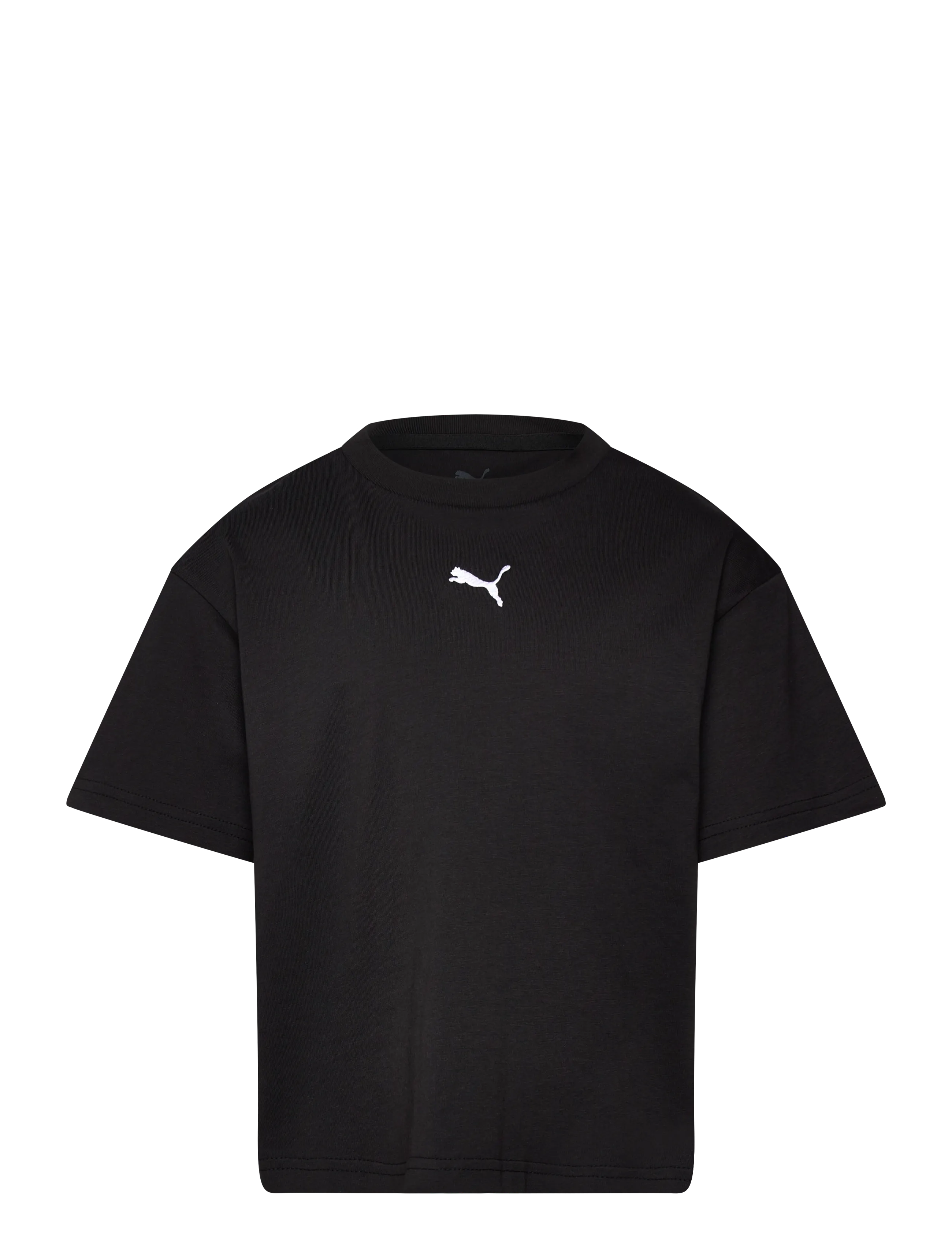 PUMA Ess Centered Cat Logo Boxy Tee G, 140, Black, T-Shirts > Kortærmede, Børn