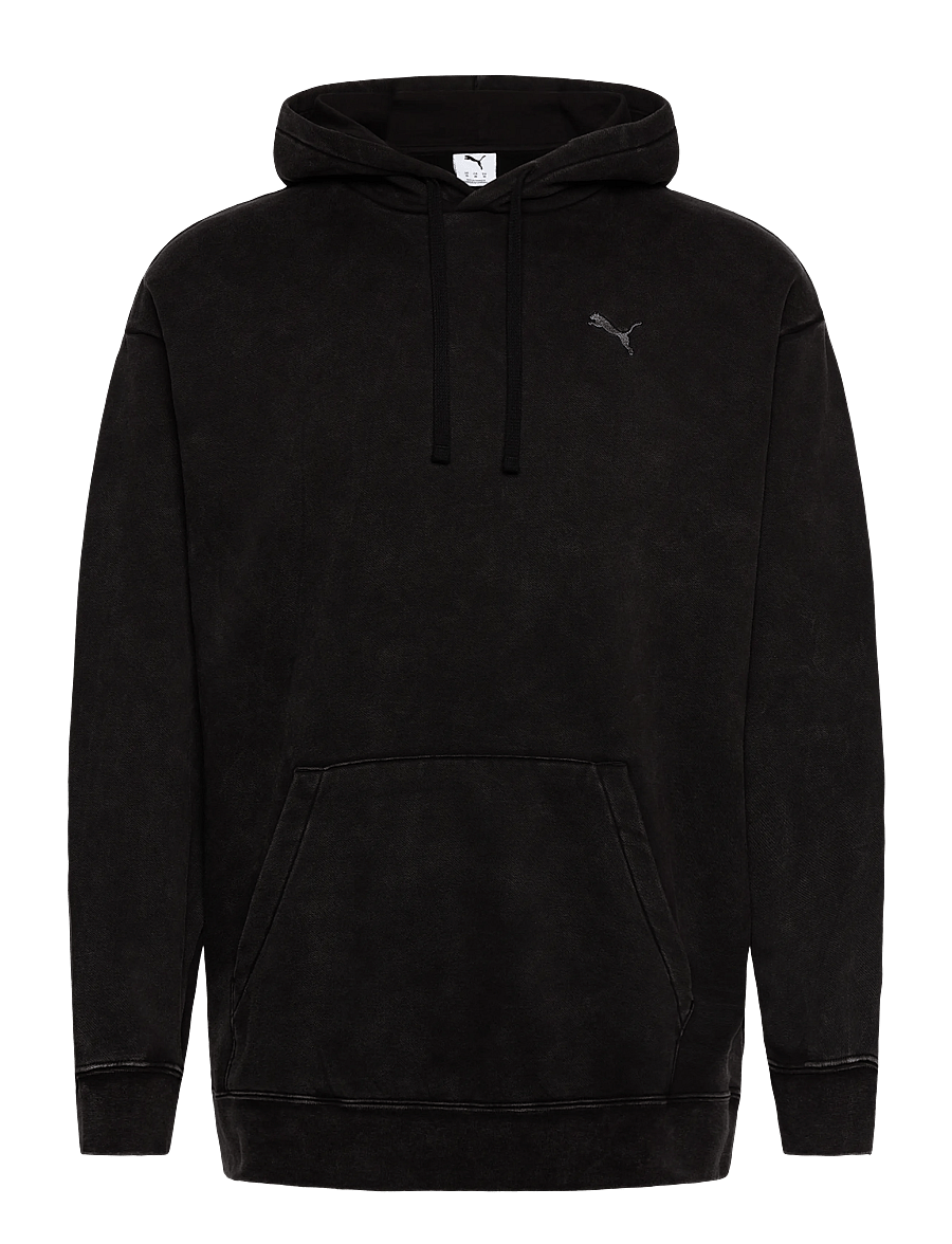 PUMA - ESS ELEVATED Relaxed Wash Hoodie FL - tops - puma black - 0