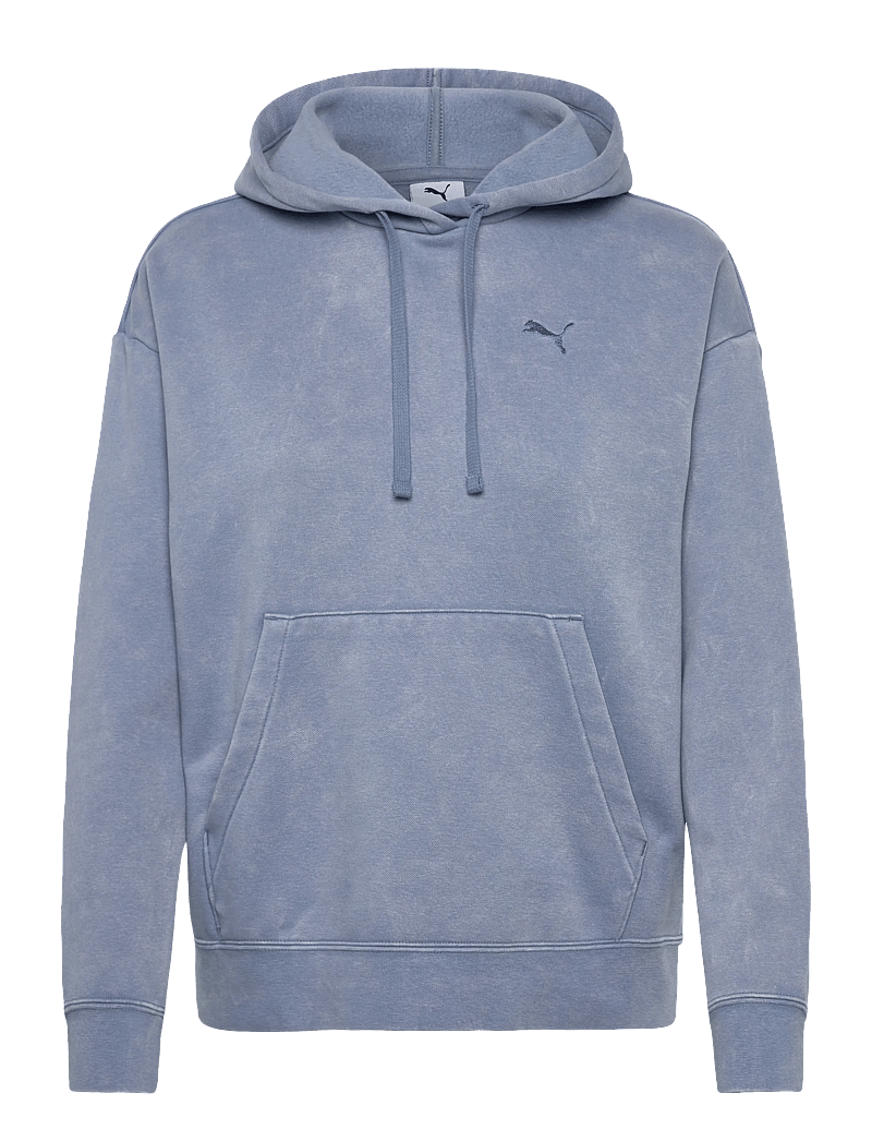 PUMA - ESS ELEVATED Relaxed Wash Hoodie FL - huvtröjor - cool blue - 0