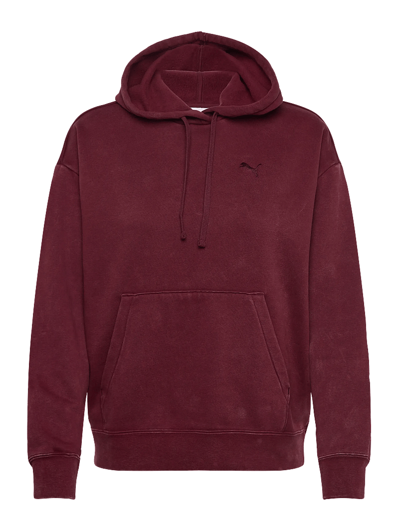 PUMA - ESS ELEVATED Relaxed Wash Hoodie FL - huvtröjor - ruby shimmer - 0