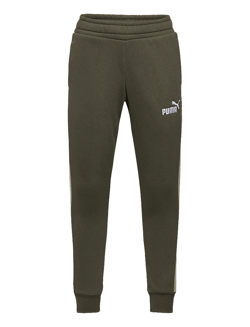 PUMA - ESS BLOCK Sweatpants FL B - sportiska stila bikses - dark olive - 0