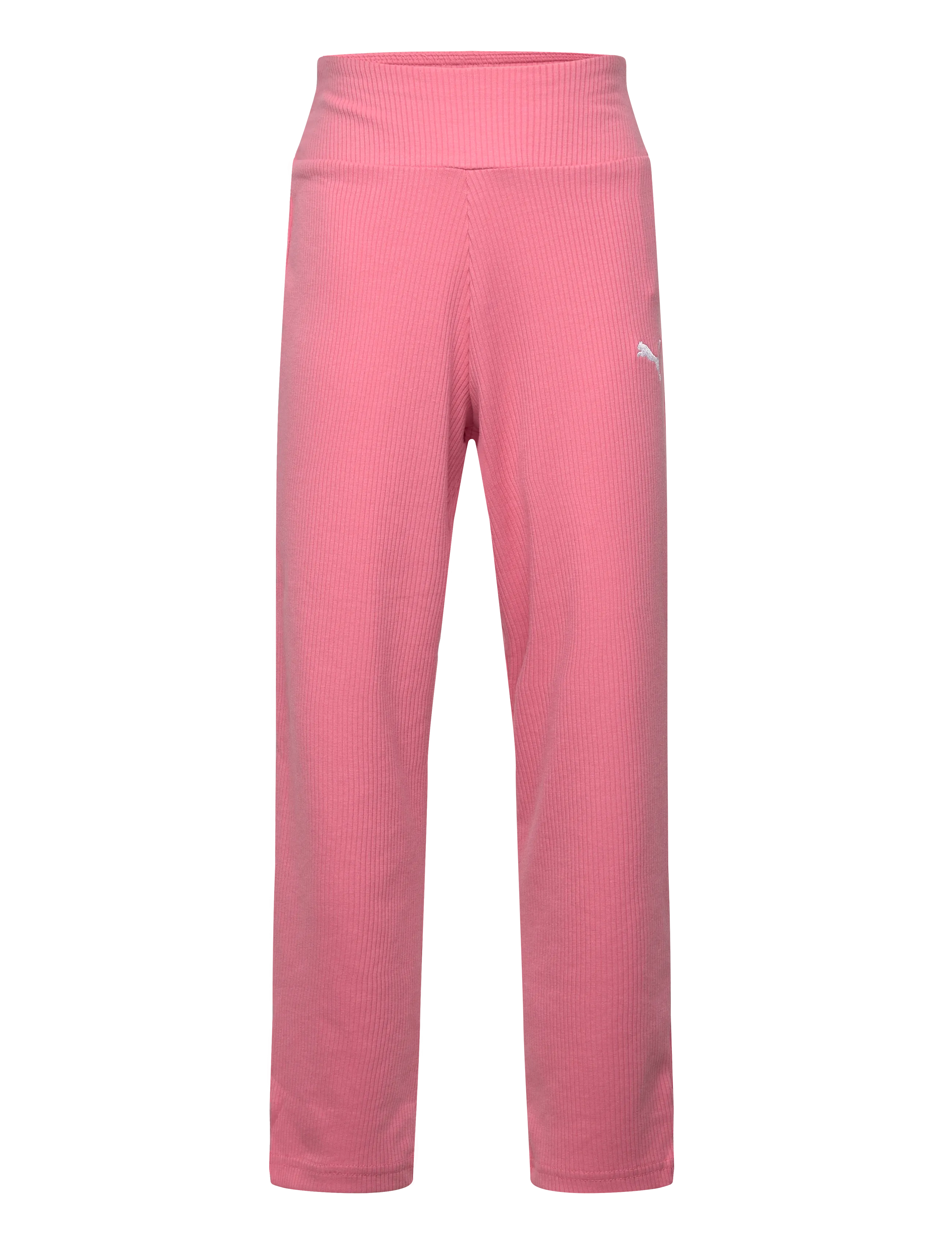 PUMA ESS ELEVATED High Waist Straight Leg Rib Pants G - Püksid - WILD PINK / pink/rose
