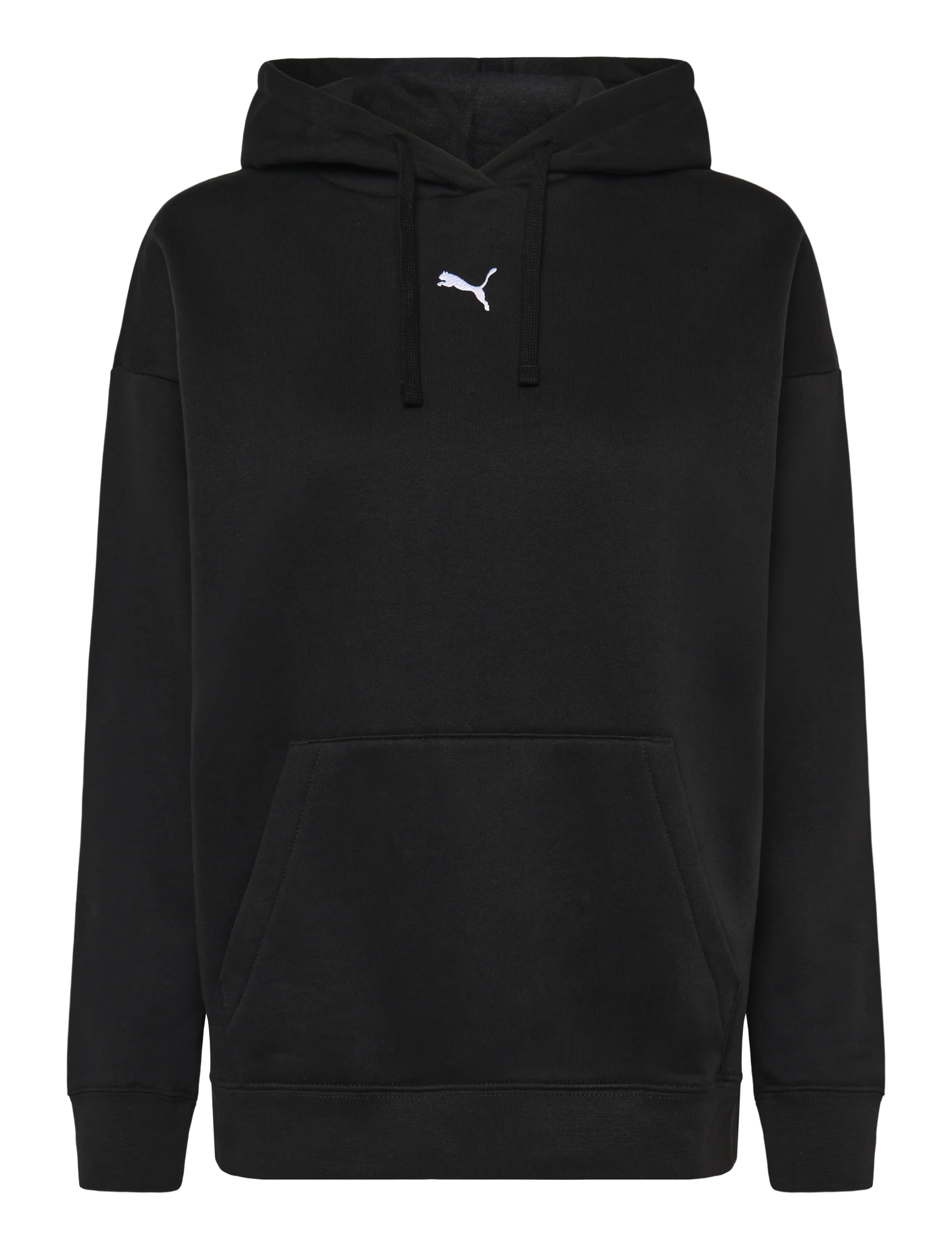 PUMA Ess Centered Cat Logo Relaxed Hoodie Fl, Kvinder, Afslappet Hættetrøje, Sort, Str: XS