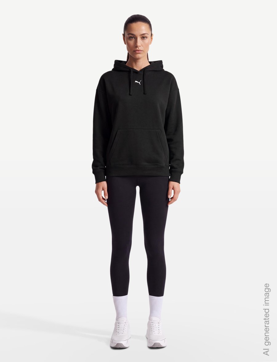 PUMA - ESS Centered Cat Logo Relaxed Hoodie FL - sweatshirts - puma black - 0