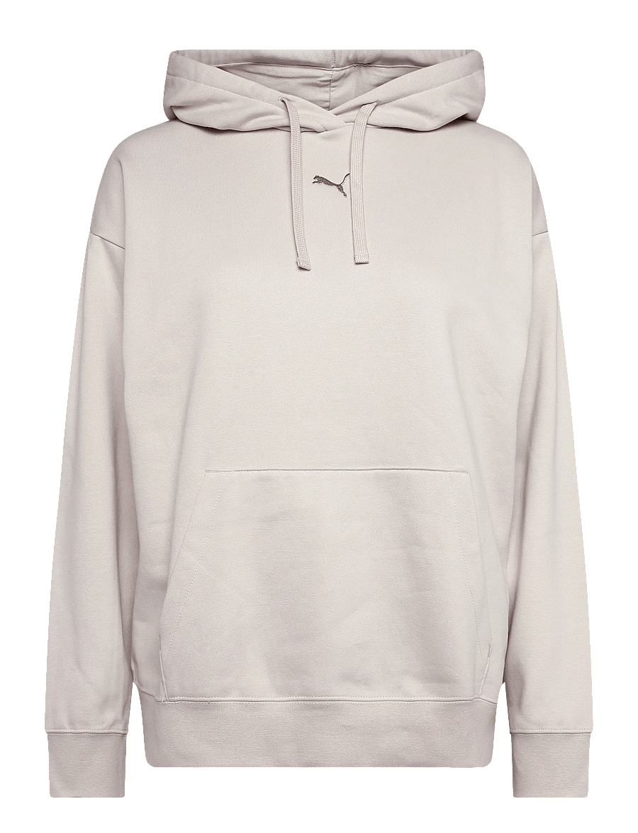 PUMA - ESS Centered Cat Logo Relaxed Hoodie FL - huvtröjor - silver fog - 0