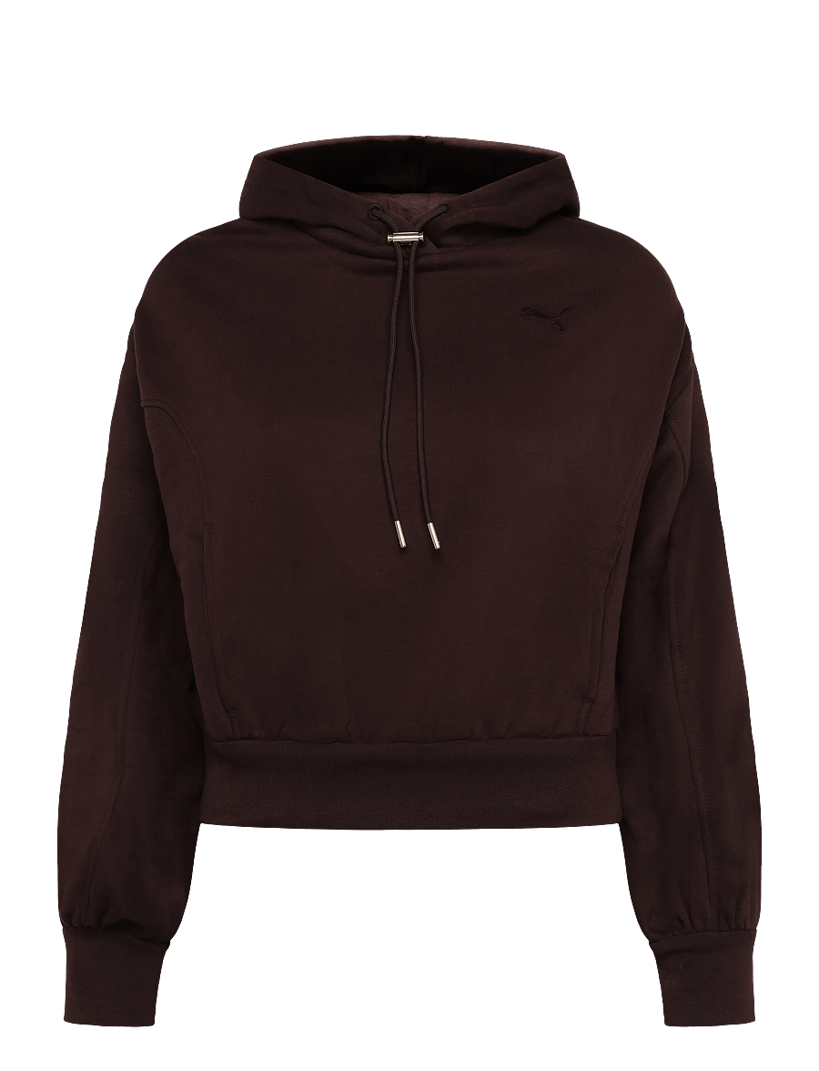 PUMA - HER Relaxed Hoodie FL - huvtröjor - chocolate fondue - 0