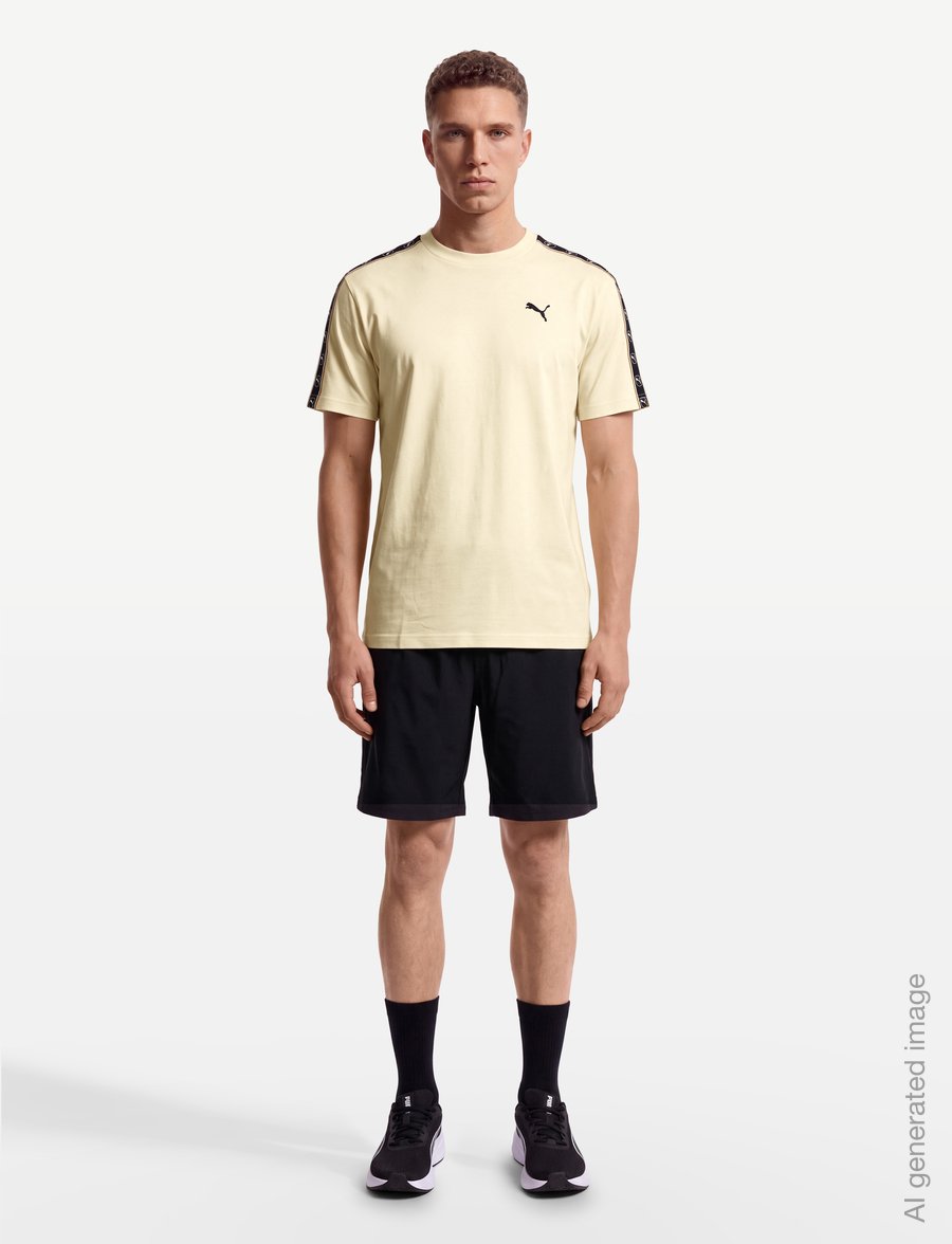 PUMA - ESS ELEVATED TAPE Relaxed Tee - tops & t-shirts - buttercream - 0