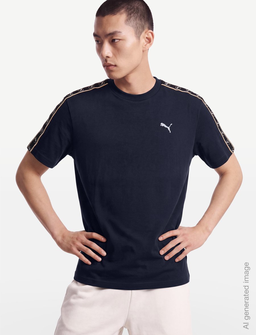 PUMA - ESS ELEVATED TAPE Relaxed Tee - tops & t-shirts - puma navy - 3