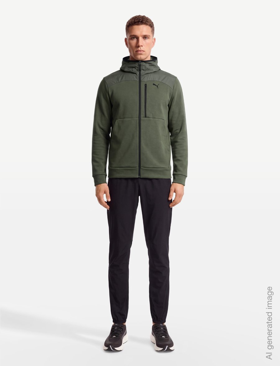 PUMA - PUMATECH Material Mix Full-Zip Hoodie DK - huvtröjor - moss veil - 0