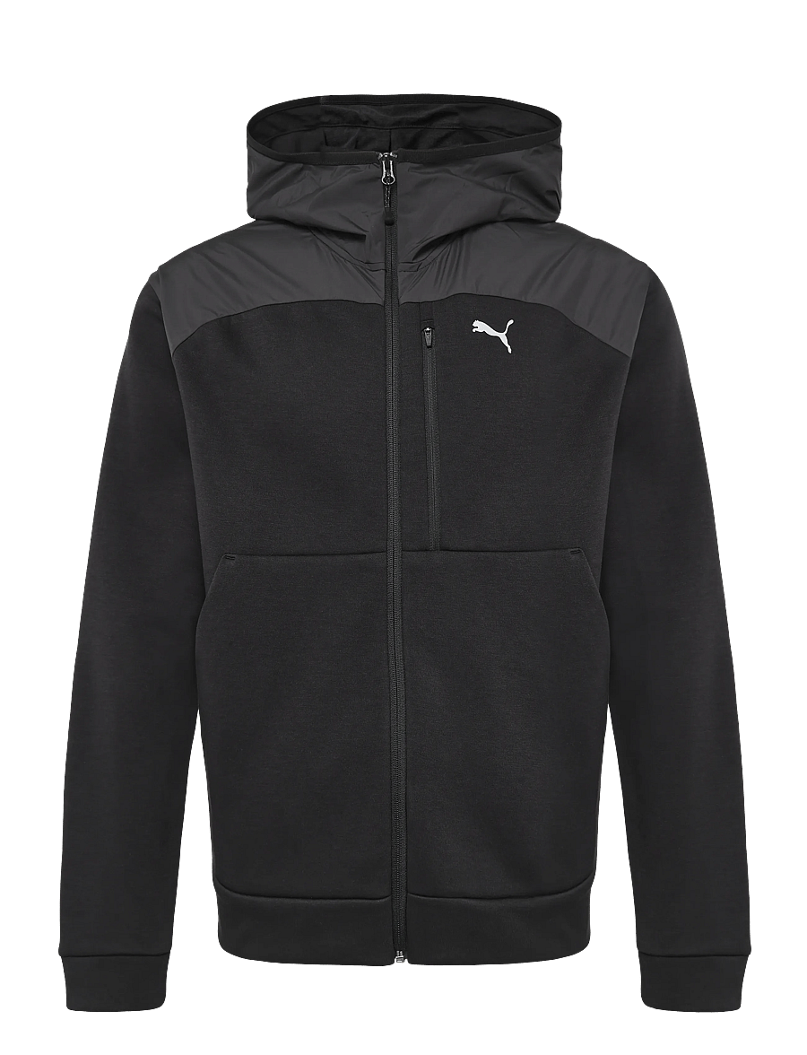 PUMA - PUMATECH Material Mix Full-Zip Hoodie DK - sweatshirts - puma black - 0