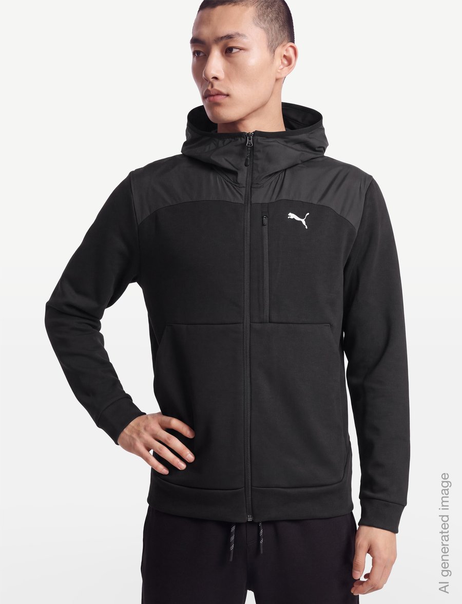 PUMA - PUMATECH Material Mix Full-Zip Hoodie DK - sweatshirts - puma black - 3