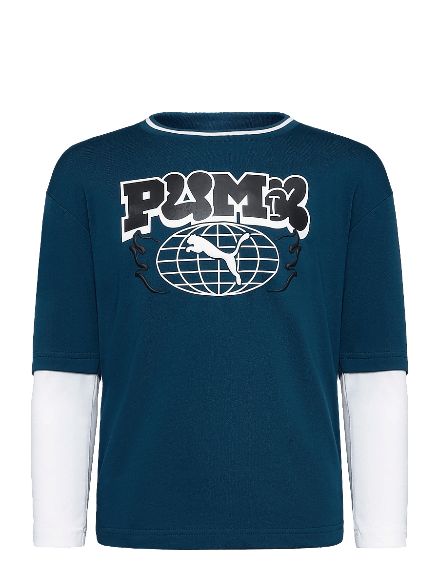 PUMA - MID90s Relaxed Layered Longsleeve Tee B - pikkade varrukatega t-särgid - midnight petrol - 0
