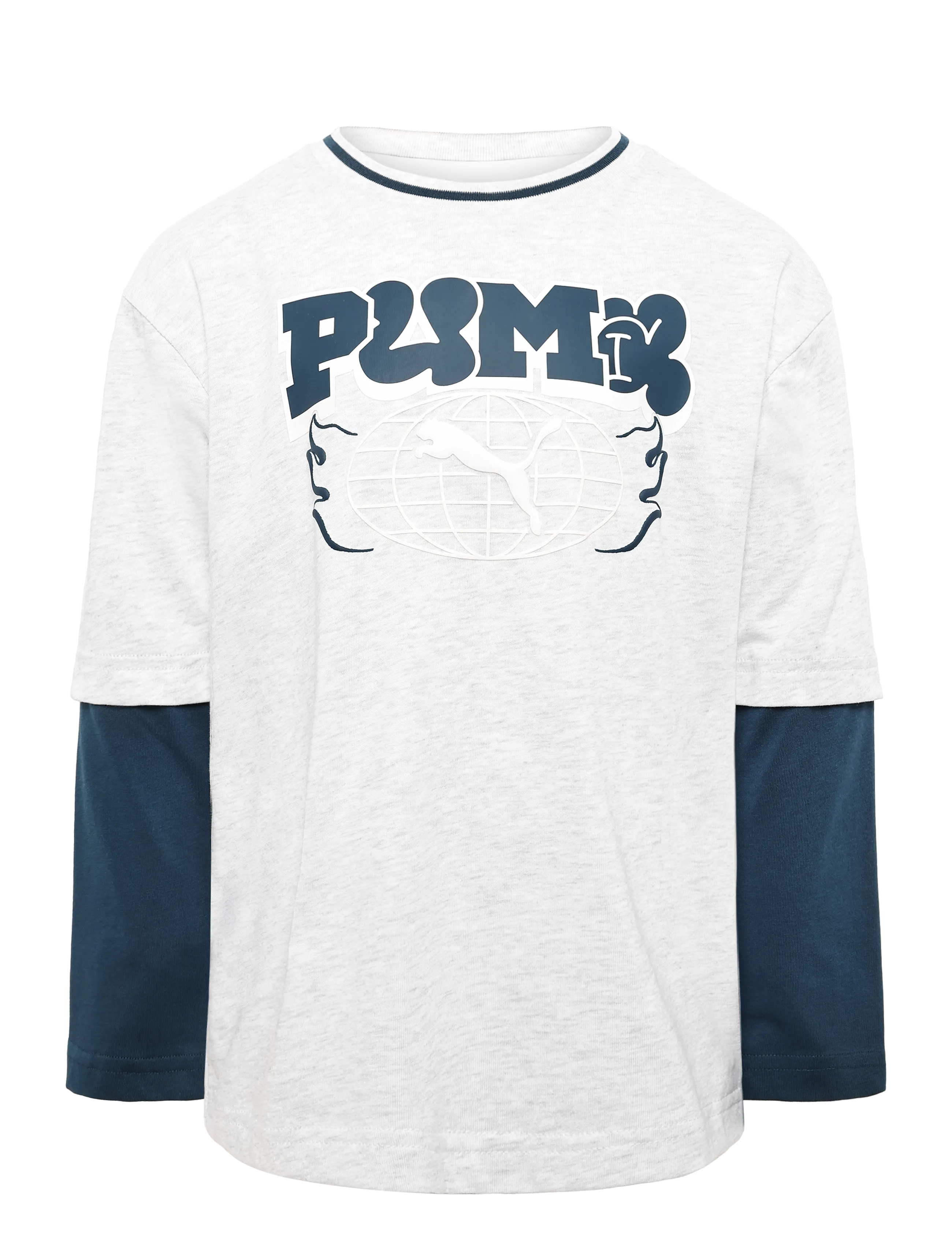 PUMA MID90s Relaxed Layered Longsleeve Tee B - Toppar & T-shirts - WHITE GLOW HEATHER / white