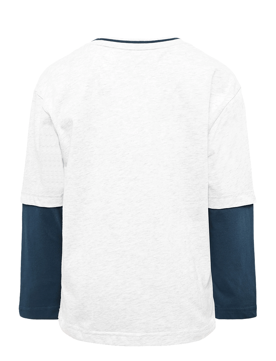 PUMA - MID90s Relaxed Layered Longsleeve Tee B - långärmade t-shirts - white glow heather - 1