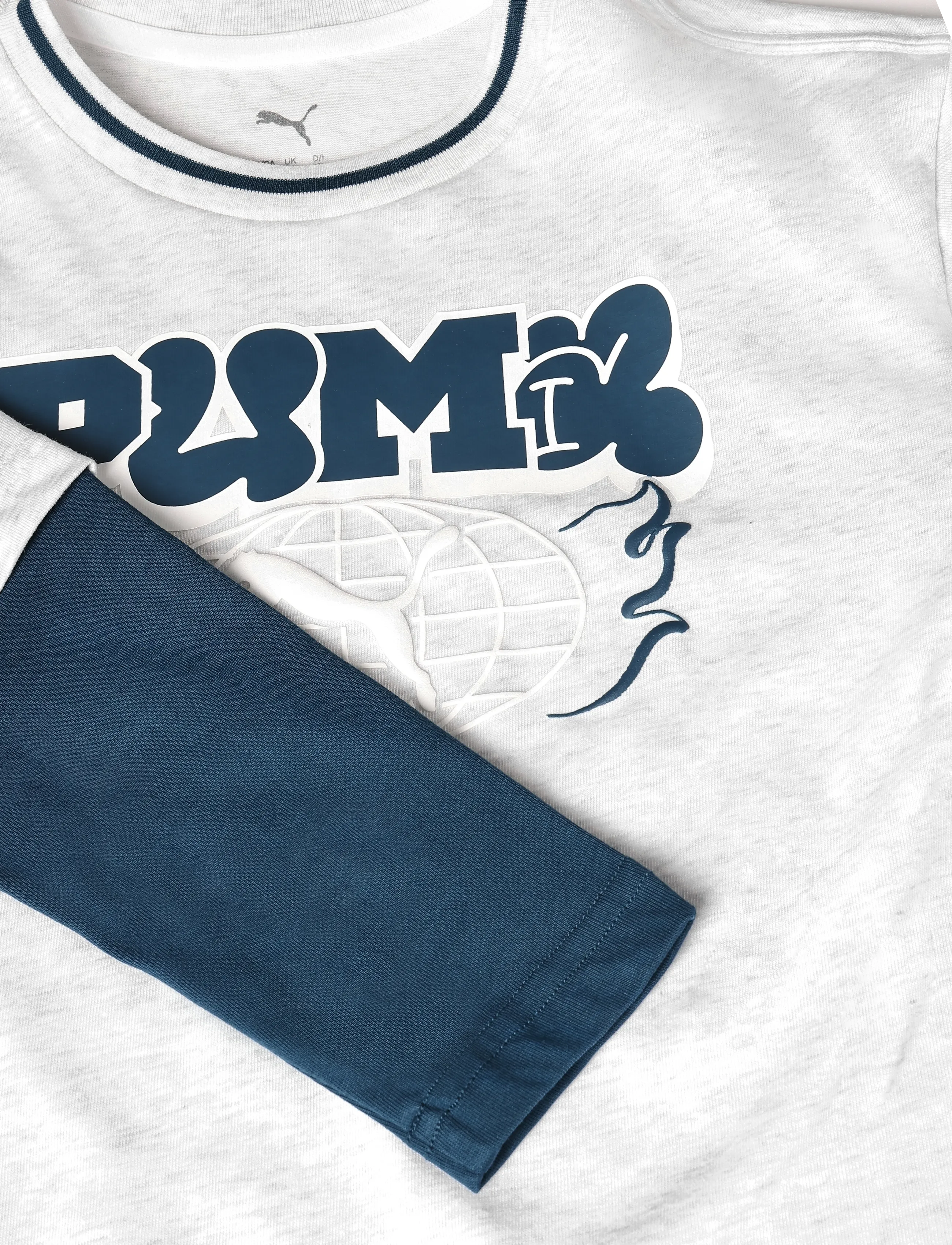 PUMA - MID90s Relaxed Layered Longsleeve Tee B - långärmade t-shirts - white glow heather - 2