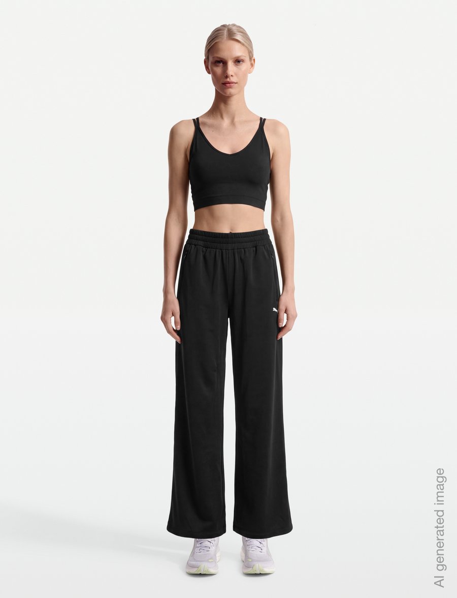 PUMA - ESS T7 Poly Wide Leg Comfort Fit Pants op - vabaajapüksid - puma black - 0