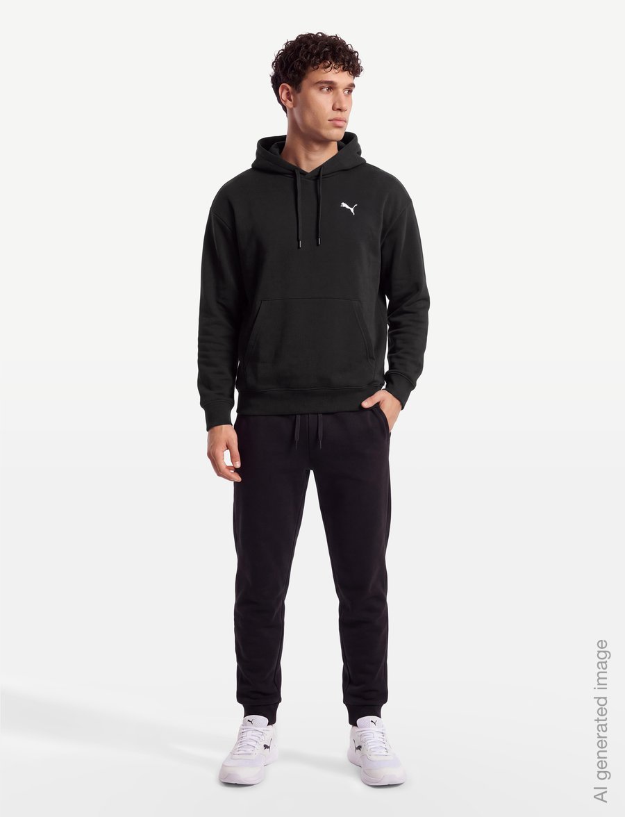 PUMA - ESS CAT LOGO Oversized Boxy FL Hoodie - sweatshirts - puma black - 0