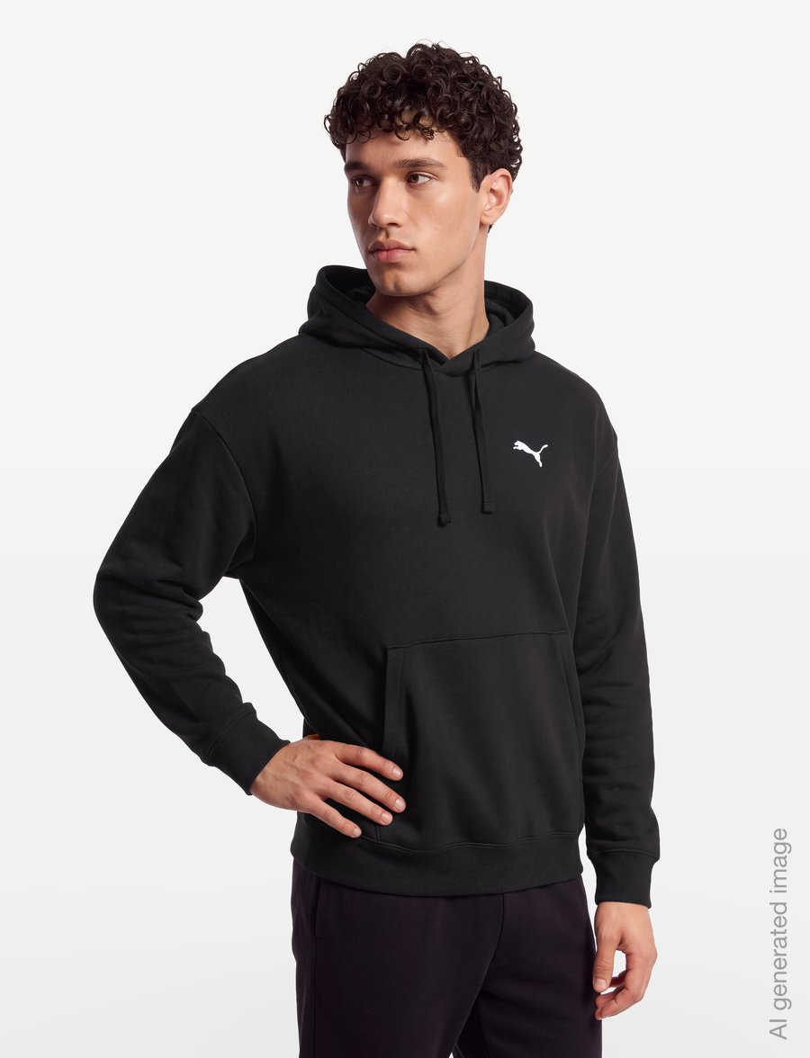 PUMA - ESS CAT LOGO Oversized Boxy FL Hoodie - sweatshirts - puma black - 3