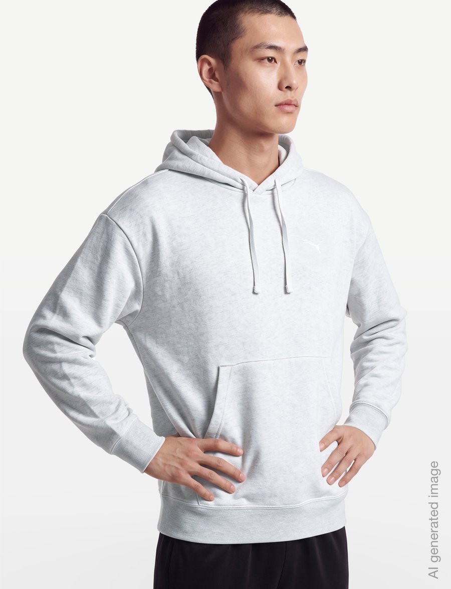 PUMA - ESS CAT LOGO Oversized Boxy FL Hoodie - sweatshirts - white glow heather - 3