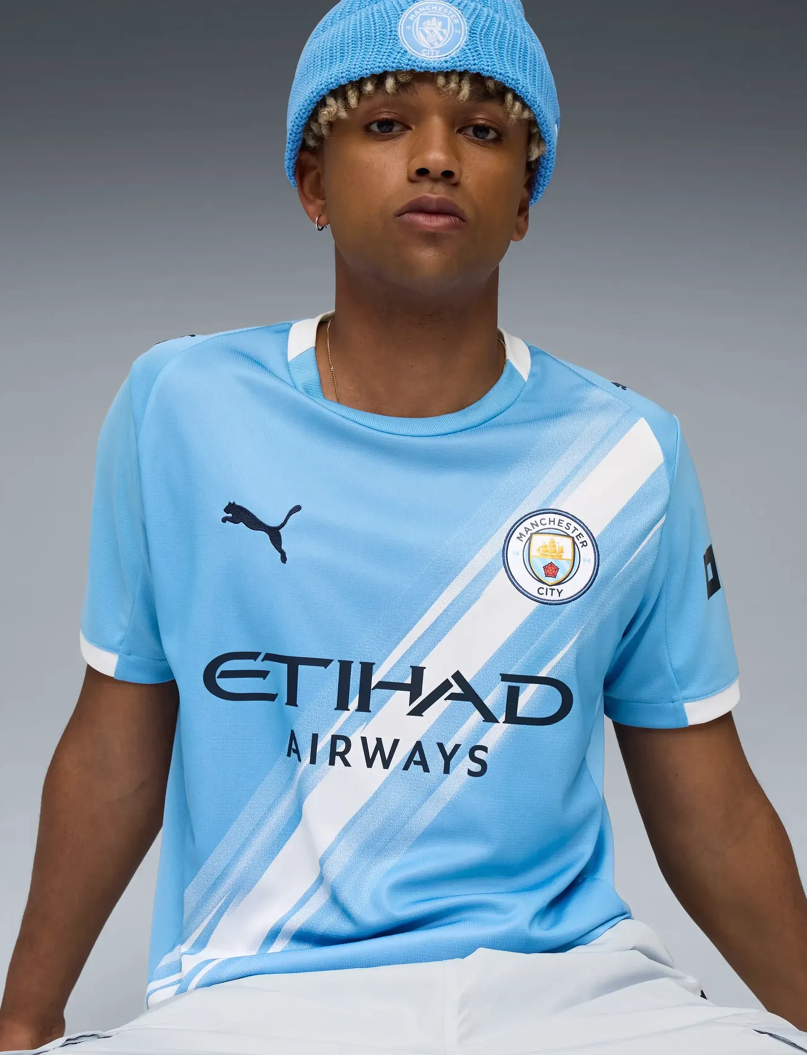 PUMA - MCFC Home Jersey Replica - futbolo marškinėliai - team light blue-puma white - 3