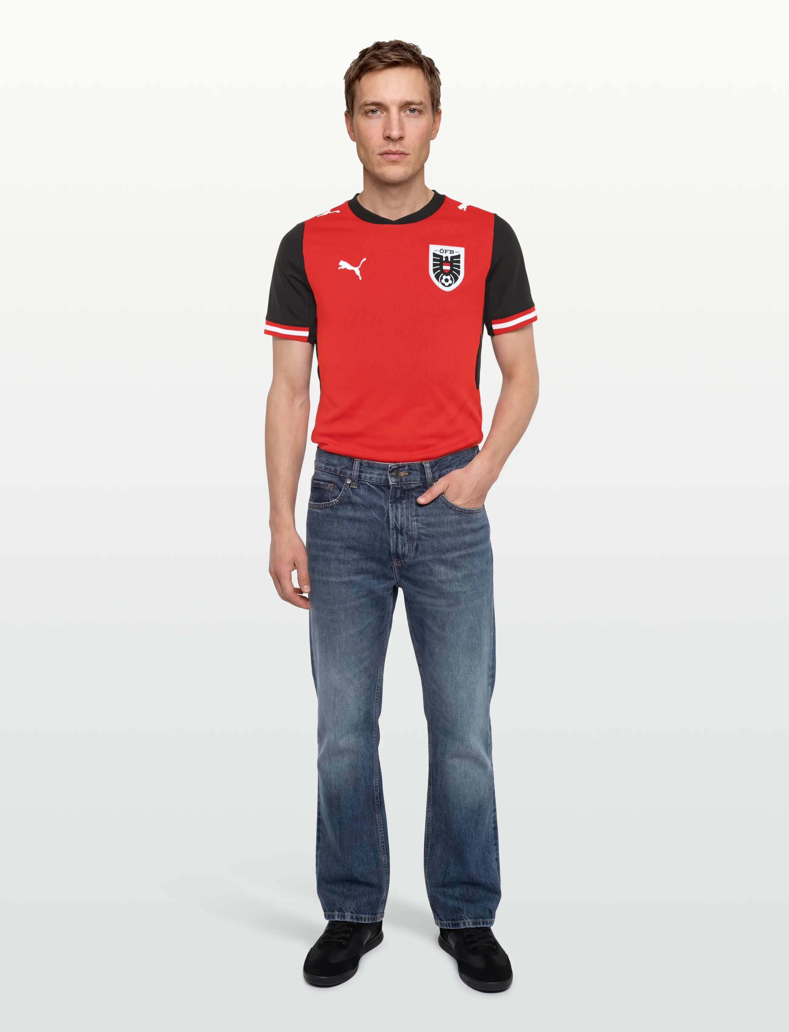 PUMA ÖFB Home Jersey Replica Jr - Sports tops - PUMA RED-PUMA BLACK / red