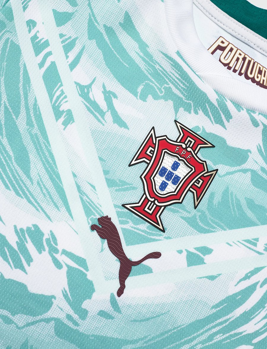 PUMA - Portugal 2026 Away Jersey Youth - sporttoppar - puma white-green lagoon - 2